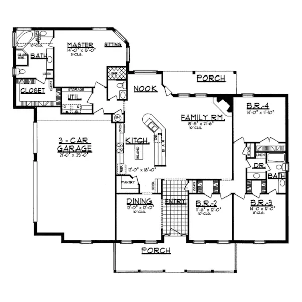 Ranch House Plan First Floor - Lourdes Traditional Ranch Home 031D-0041 - Shop House Plans and More