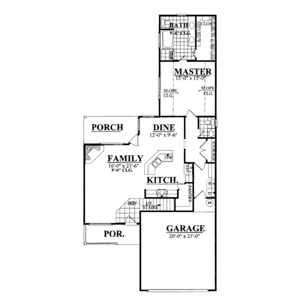 Country House Plan First Floor - Townwood Narrow Lot Home 031D-0042 - Shop House Plans and More