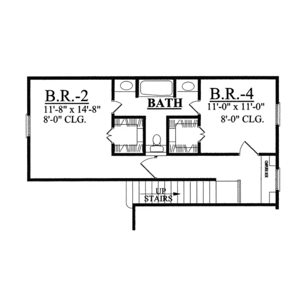 Country House Plan Second Floor - Townwood Narrow Lot Home 031D-0042 - Shop House Plans and More