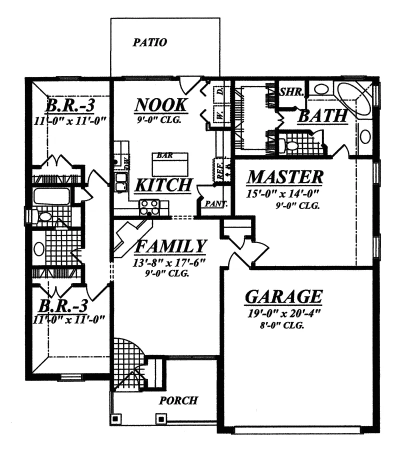 Traditional House Plan First Floor - Rossford Ranch Home 031D-0045 - Shop House Plans and More