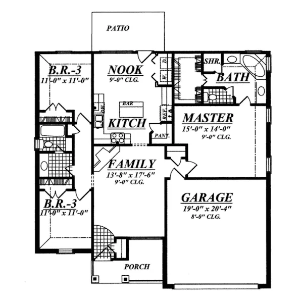 Ranch House Plan First Floor - Rossford Ranch Home 031D-0045 - Shop House Plans and More