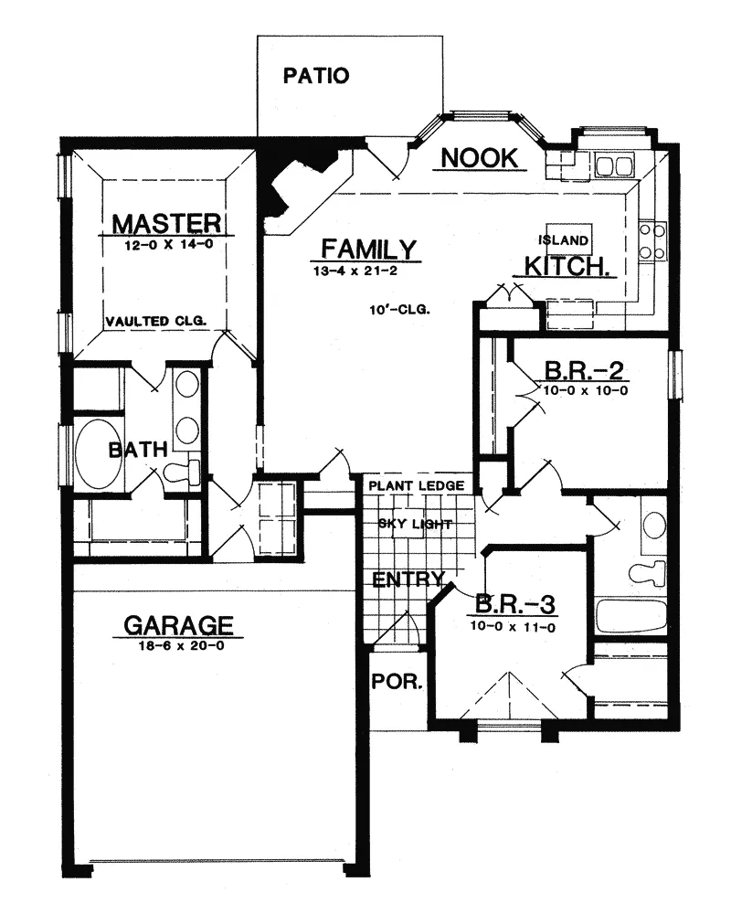 Contemporary House Plan First Floor - Curtice Modern Ranch Home 031D-0046 - Search House Plans and More