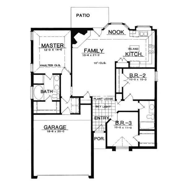 Traditional House Plan First Floor - Curtice Modern Ranch Home 031D-0046 - Search House Plans and More