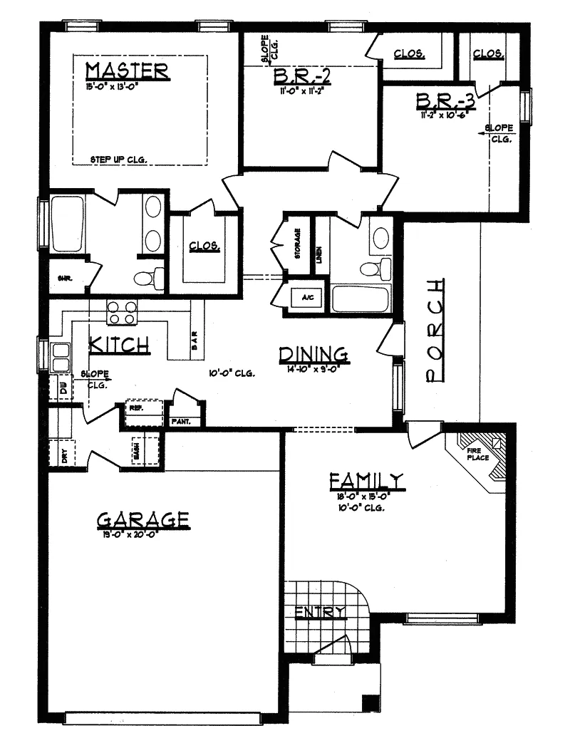 Ranch House Plan First Floor - Hill Grove Ranch Home 031D-0048 - Search House Plans and More