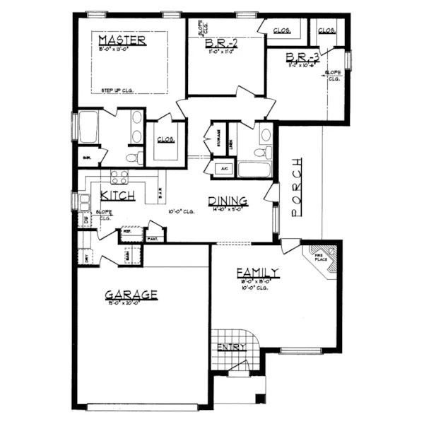 Traditional House Plan First Floor - Hill Grove Ranch Home 031D-0048 - Search House Plans and More