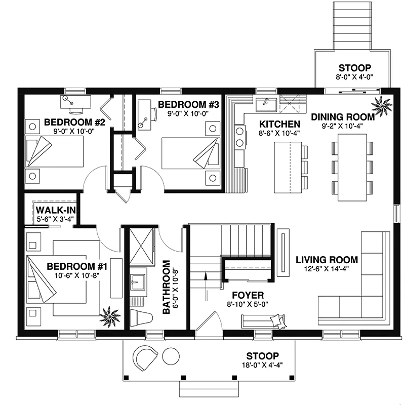 First Floor - St. Alban Ranch Home 032D-0007 - Shop House Plans and More