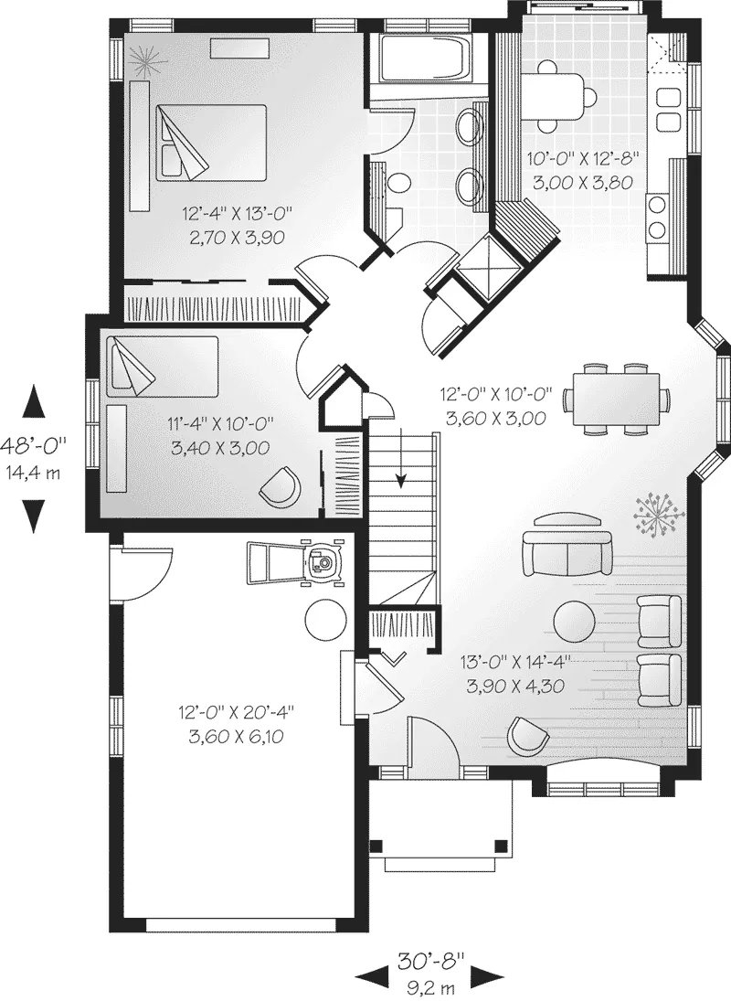 Vacation House Plan First Floor - Leeburn Country Home 032D-0011 - Shop House Plans and More