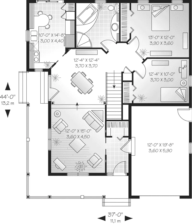 Traditional House Plan First Floor - Southhampton Cottage Home 032D-0013 - Shop House Plans and More