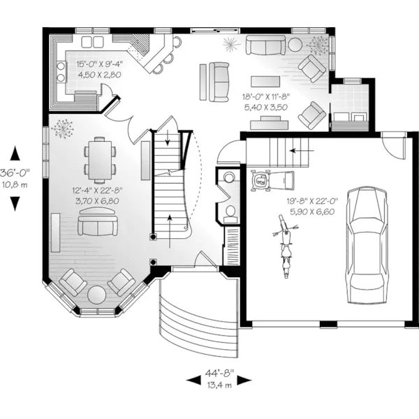 Contemporary House Plan First Floor - Normandale European Home 032D-0023 - Shop House Plans and More