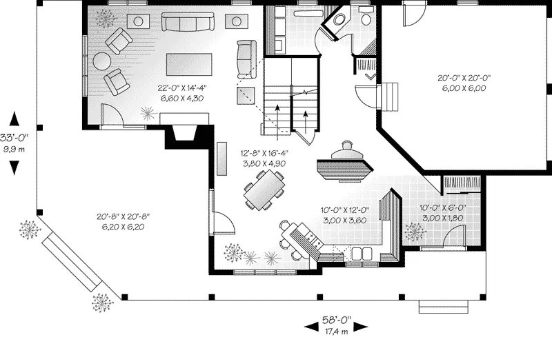 Country House Plan First Floor - Lockport Waterfront Home 032D-0024 - Shop House Plans and More