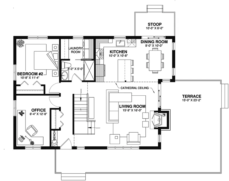 Modern House Plan First Floor - Colbourne Rustic Home 032D-0030 - Search House Plans and More