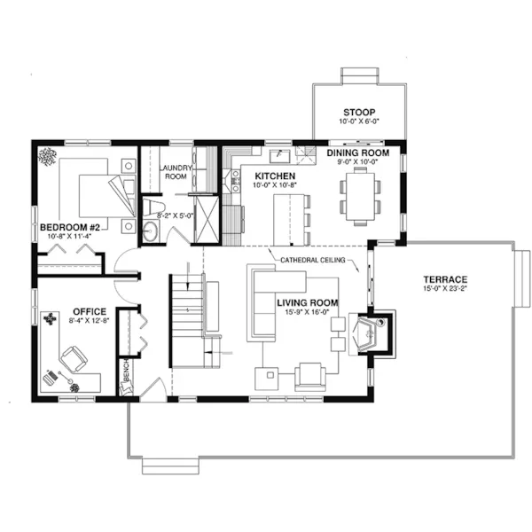 Waterfront House Plan First Floor - Colbourne Rustic Home 032D-0030 - Search House Plans and More