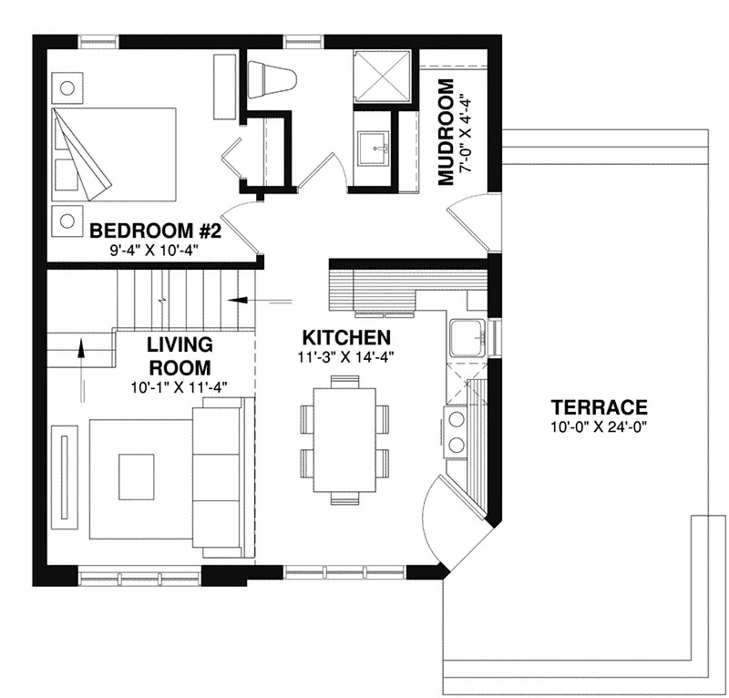Cabin & Cottage House Plan First Floor - Hartley Bay Cottage Home 032D-0034 - Search House Plans and More