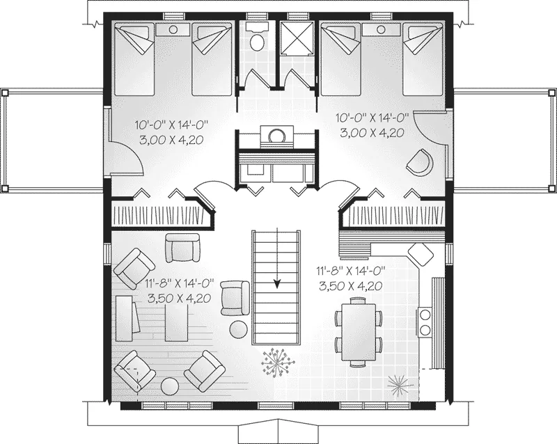 Vacation House Plan First Floor - Whitecourt Apartment Garage 032D-0037 - Shop House Plans and More