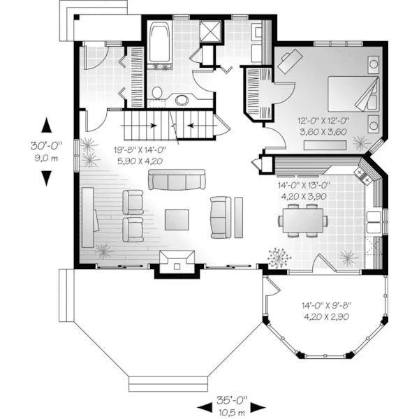 First Floor - Rycroft Bay Cottage Home 032D-0042 - Shop House Plans and More