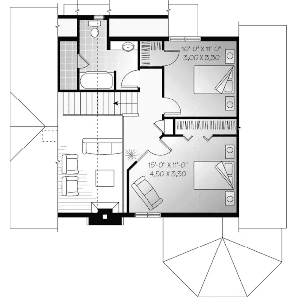 Second Floor - Rycroft Bay Cottage Home 032D-0042 - Shop House Plans and More