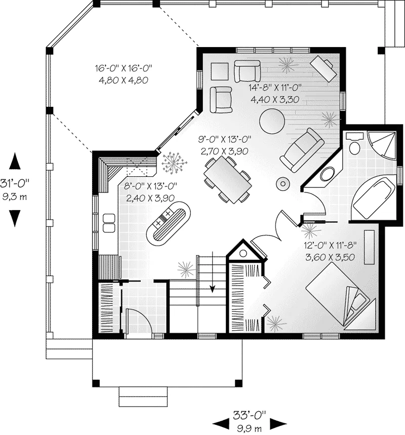 Victorian House Plan First Floor - Kressley Country Vacation Home 032D-0050 - Search House Plans and More