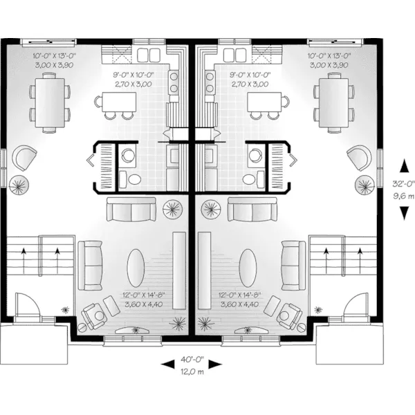 European House Plan First Floor - Bellingham Bluff Duplex Home 032D-0059 - Search House Plans and More