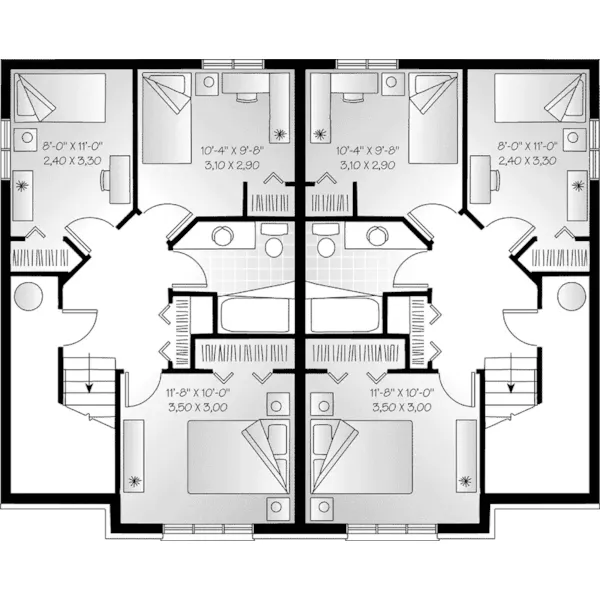 European House Plan Second Floor - Bellingham Bluff Duplex Home 032D-0059 - Search House Plans and More