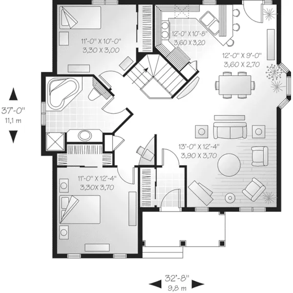 Ranch House Plan First Floor - Leicester Ranch Home 032D-0091 - Shop House Plans and More