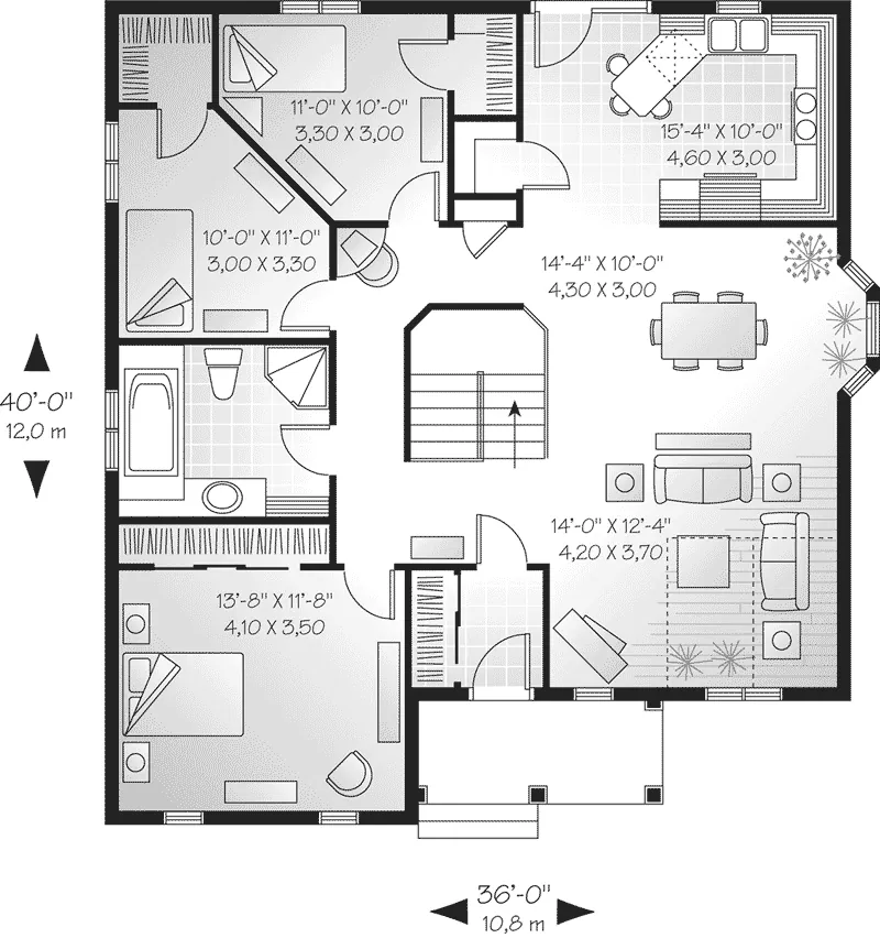 Traditional House Plan First Floor - Hartland Manor Ranch Home 032D-0092 - Search House Plans and More