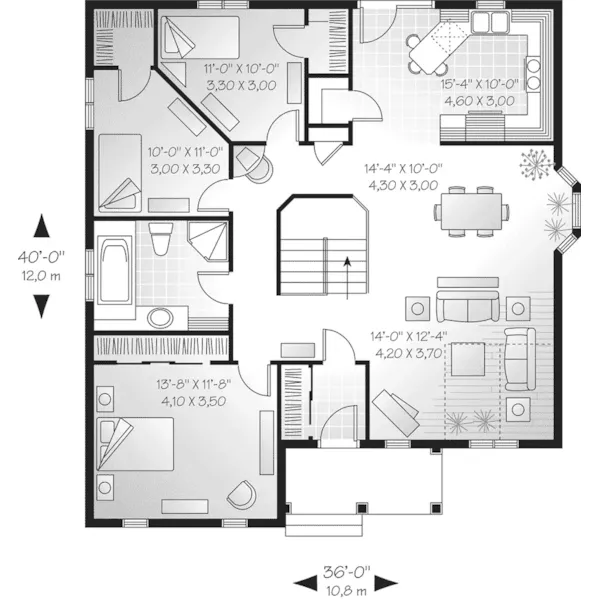 Traditional House Plan First Floor - Hartland Manor Ranch Home 032D-0092 - Search House Plans and More