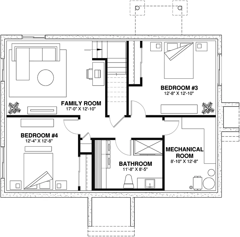 Country House Plan Basement Floor - Sedalia Ranch Home 032D-0096 - Shop House Plans and More