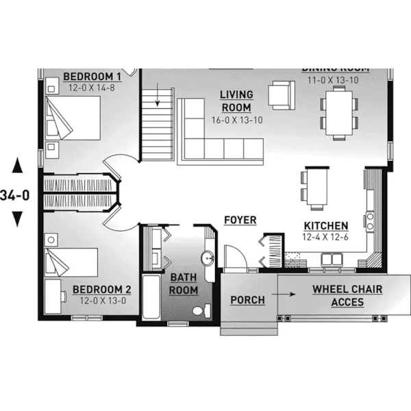 Traditional House Plan First Floor - Loudon Traditional Ranch Home 032D-0100 - Shop House Plans and More