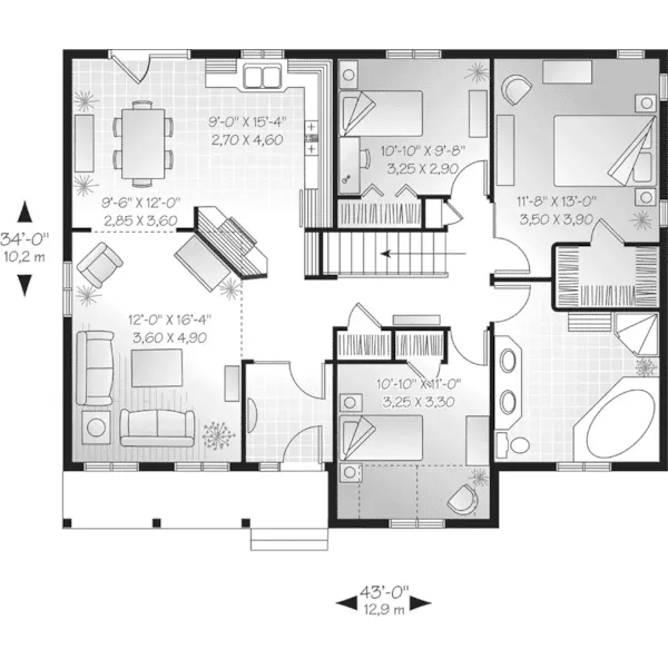 Traditional House Plan First Floor - Holcomb Hill One-Story Home 032D-0104 - Search House Plans and More