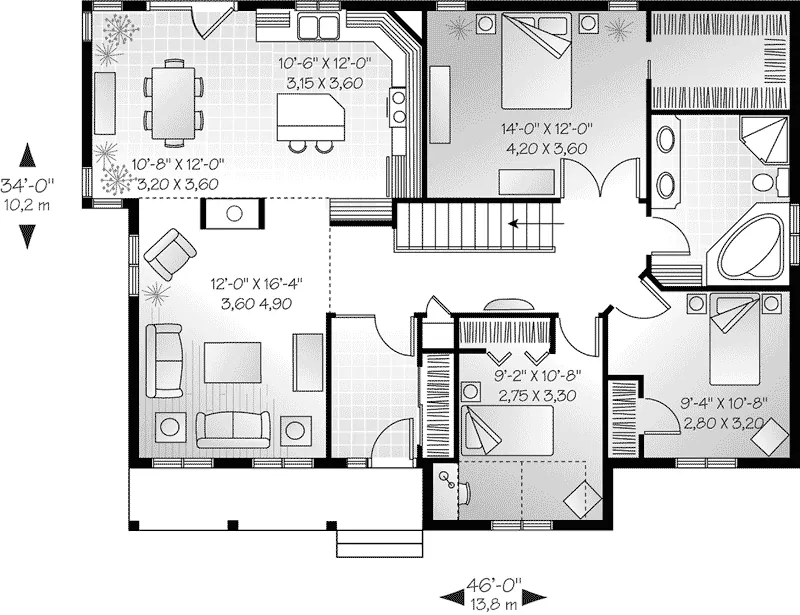 Traditional House Plan First Floor - Wintertrail Sunbelt Home 032D-0106 - Shop House Plans and More
