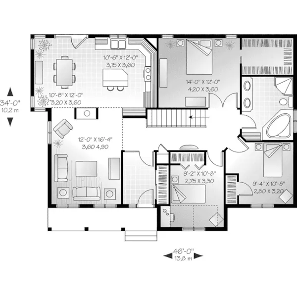 Traditional House Plan First Floor - Wintertrail Sunbelt Home 032D-0106 - Shop House Plans and More