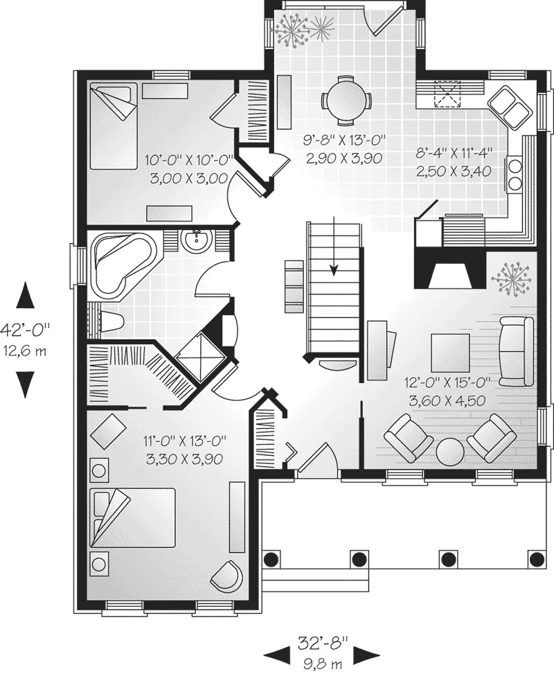 Traditional House Plan First Floor - Nashua European Narrow Lot Home 032D-0108 - Shop House Plans and More