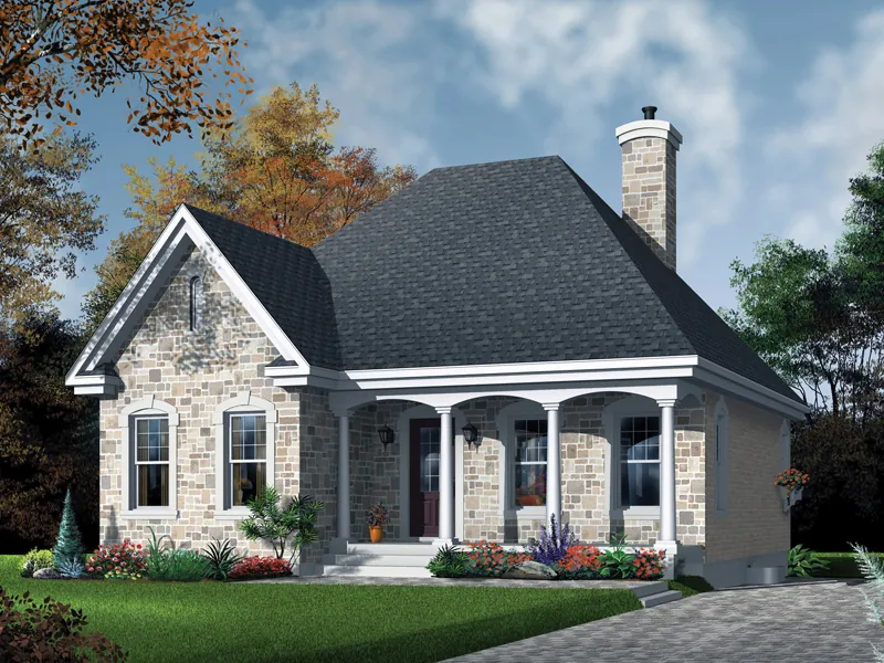 English Cottage House Plan Front Photo 01 - Nashua European Narrow Lot Home 032D-0108 - Shop House Plans and More