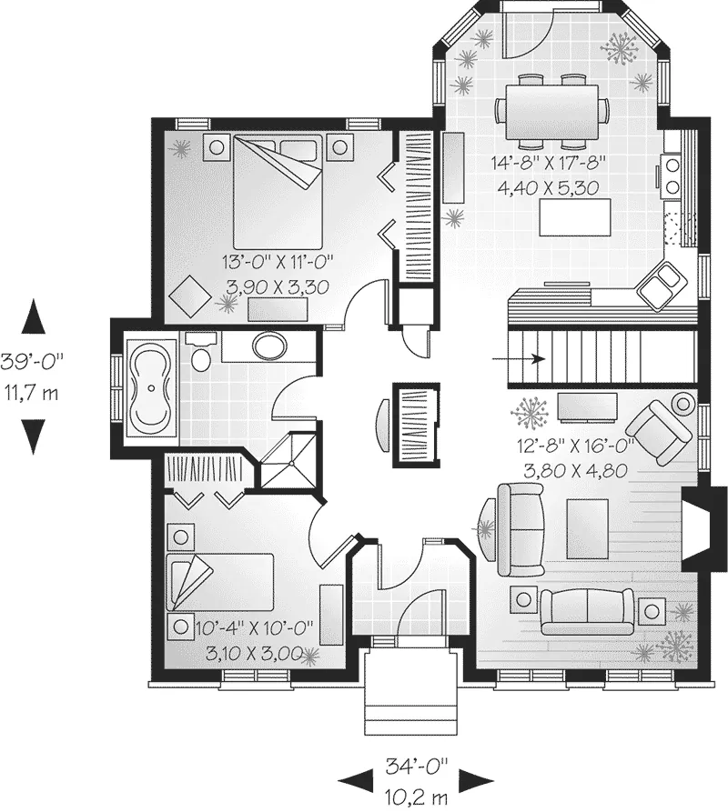 European House Plan First Floor - Wadleigh Ranch Home 032D-0110 - Shop House Plans and More
