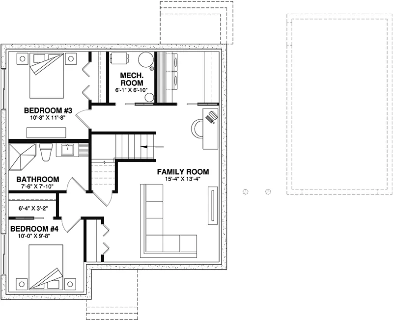 Country House Plan Basement Floor - La Prairie Narrow Lot Home 032D-0111 - Shop House Plans and More