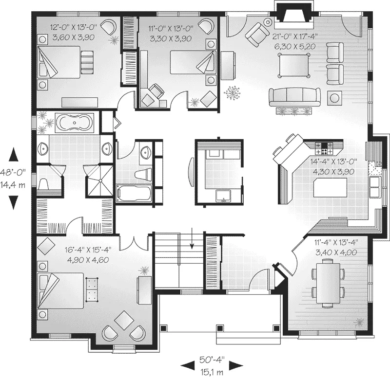 Country House Plan First Floor - Amherst Place Country Home 032D-0112 - Search House Plans and More