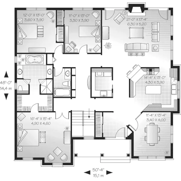 Tudor House Plan First Floor - Amherst Place Country Home 032D-0112 - Search House Plans and More