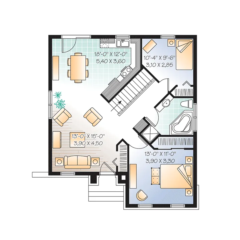 Vacation House Plan First Floor - Danbury Hollow Narrow Lot Home 032D-0116 - Search House Plans and More