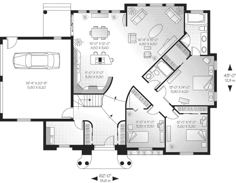 Spanish House Plan First Floor - Palm Grove Florida Style Home 032D-0127 - Shop House Plans and More