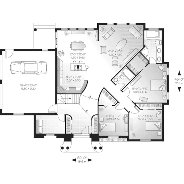 Traditional House Plan First Floor - Palm Grove Florida Style Home 032D-0127 - Shop House Plans and More