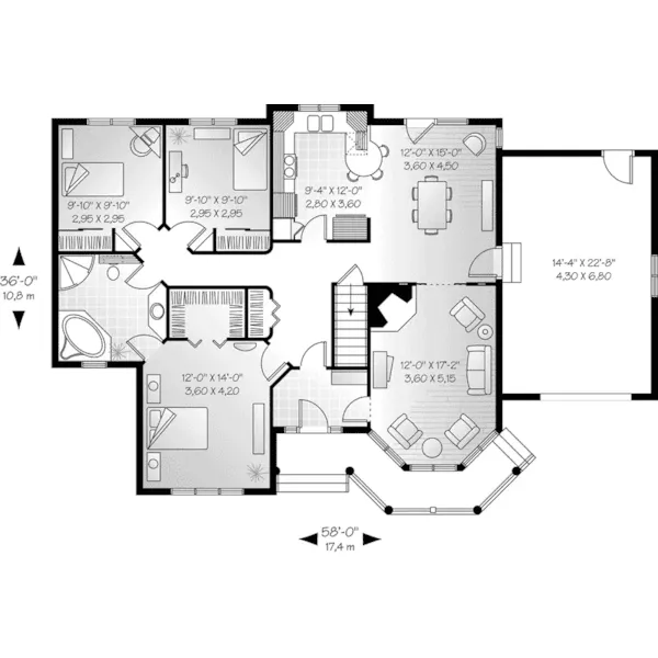 Ranch House Plan First Floor - Bayberry Hill Victorian Home 032D-0140 - Search House Plans and More