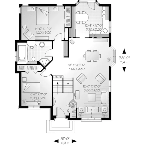 Contemporary House Plan First Floor - Howlett Hill Cottage Home 032D-0146 - Search House Plans and More