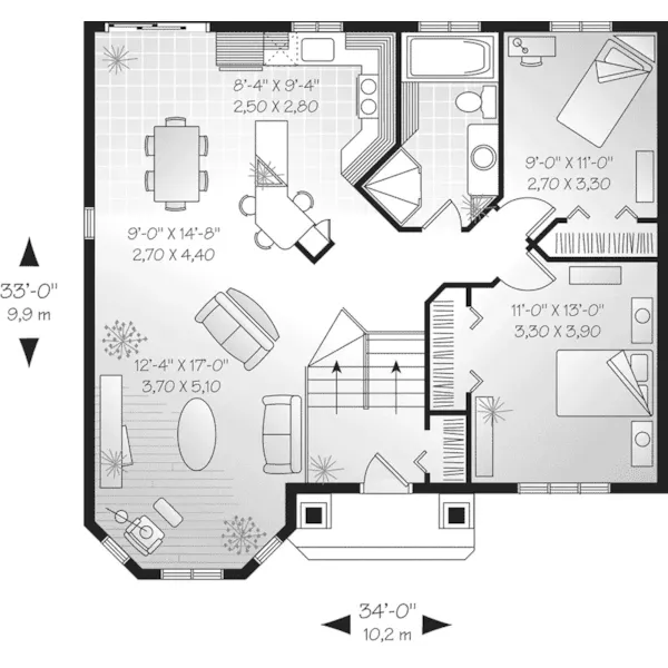 Contemporary House Plan First Floor - Belfort Narrow Lot Home 032D-0158 - Search House Plans and More