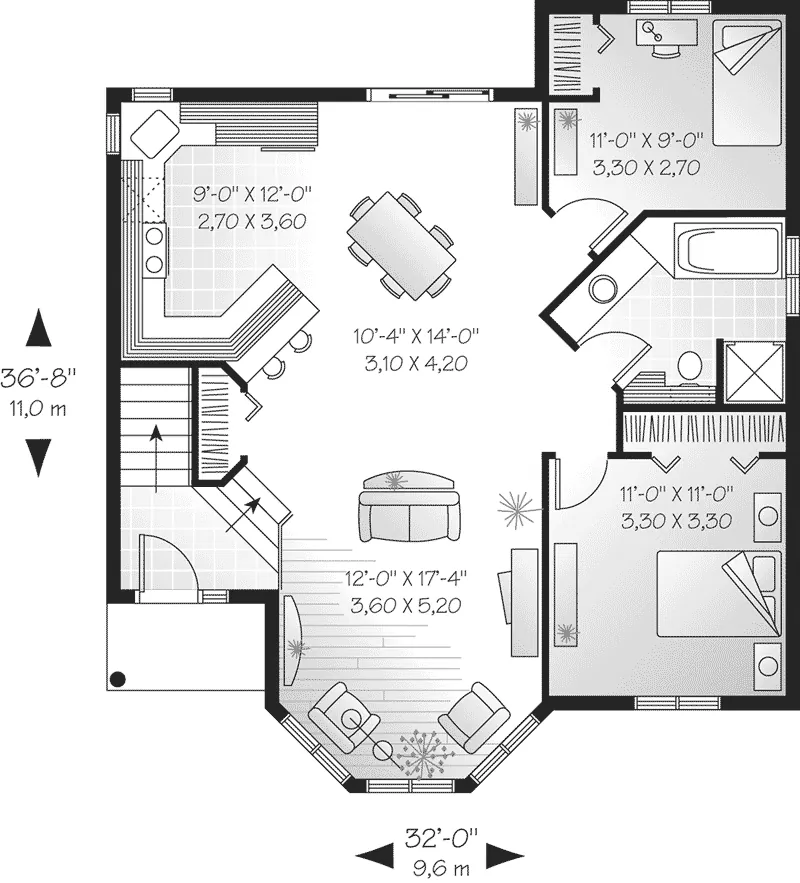 Modern House Plan First Floor - Copenhagen Hill Ranch Home 032D-0160 - Search House Plans and More