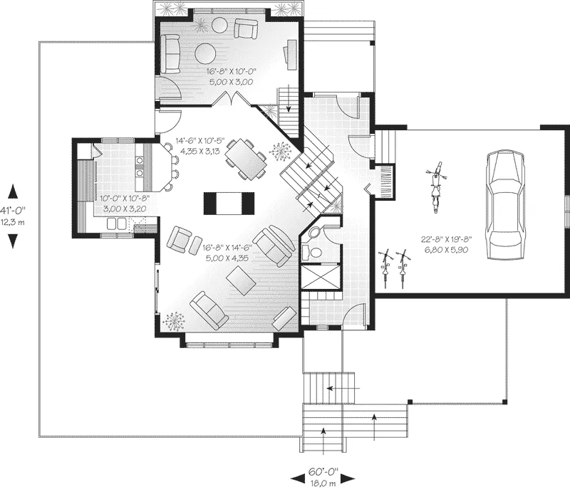 Craftsman House Plan First Floor - Sweden Waterfront Home 032D-0175 - Shop House Plans and More
