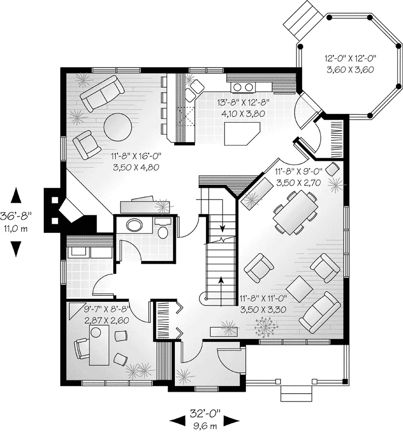 Southern House Plan First Floor - Currier Pond Cottage Home 032D-0194 - Search House Plans and More