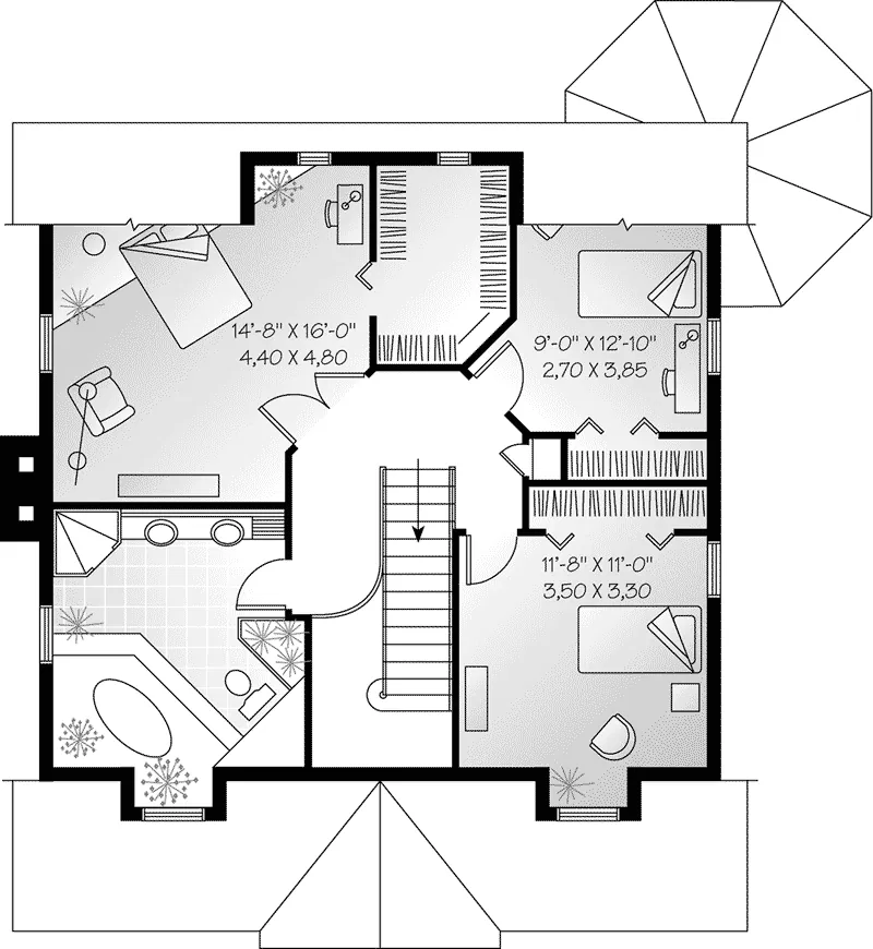 Southern House Plan Second Floor - Currier Pond Cottage Home 032D-0194 - Search House Plans and More