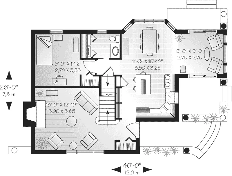 Southern House Plan First Floor - Harrington Park Country Home 032D-0197 - Search House Plans and More