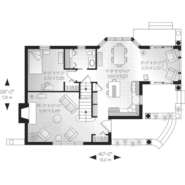 Country House Plan First Floor - Harrington Park Country Home 032D-0197 - Search House Plans and More