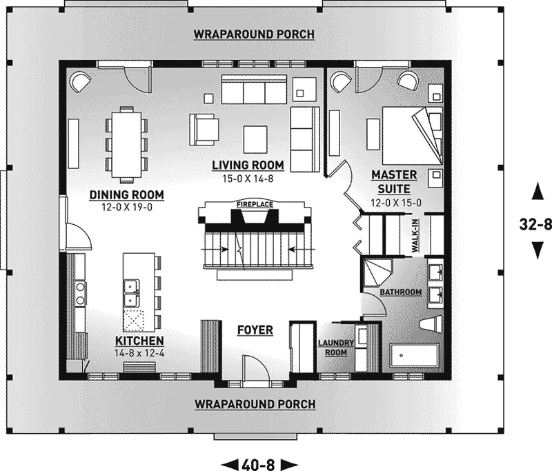 Southern House Plan First Floor - Roslyn Hill Colonial Home 032D-0203 - Shop House Plans and More